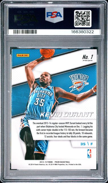 2014 PANINI PRIZM REPRESENTATIVES #1 KEVIN DURANT REPRESENTATIVES-PRIZM PSA 9 JR9272-53