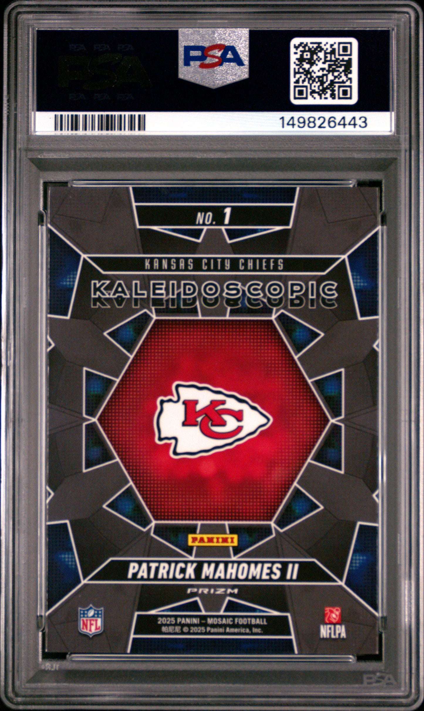 2025 Panini Mosaic Football Patrick Mahomes KALEIDOSCOPIC #1 PSA 9