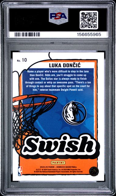 2024 Panini Donruss Luka Doncic Swish Holo Blue Laser /49 #10 PSA 9