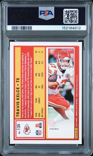 2025 PANINI DONRUSS OPTIC #135 TRAVIS KELCE JAZZ PSA 8