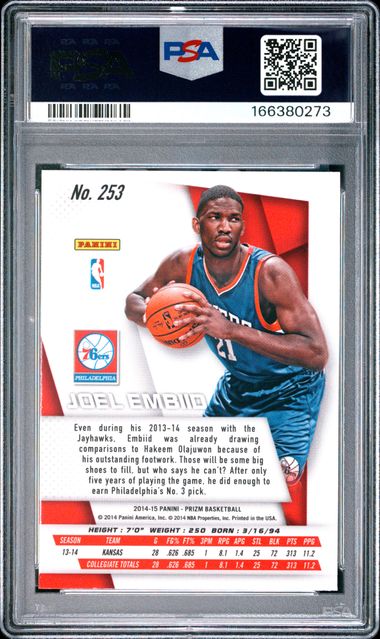 2014 PANINI PRIZM #253 JOEL EMBIID PSA 9 JR9272-83