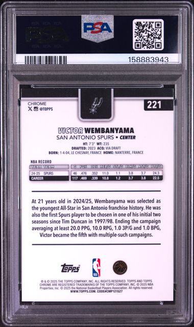 2025 TOPPS CHROME #221 VICTOR WEMBANYAMA WAVE