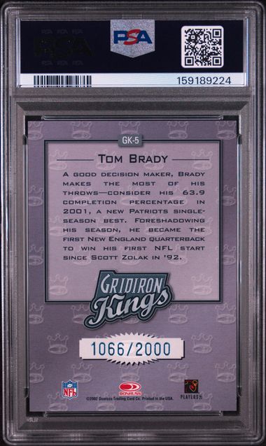2002 DONRUSS GRIDIRON KINGS #GK-5 TOM BRADY GRIDIRON KINGS PSA 6 SC2