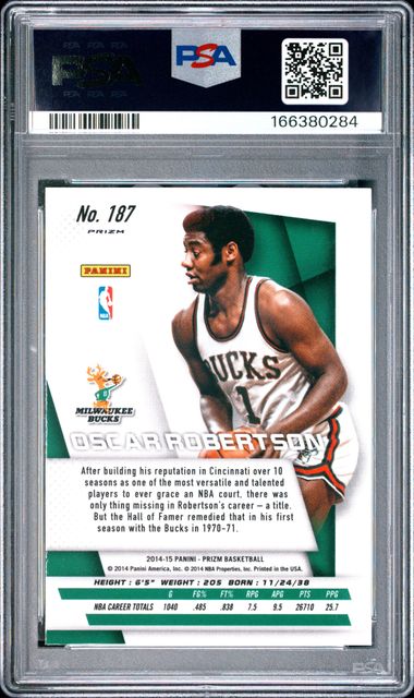 2014 PANINI PRIZM #187 OSCAR ROBERTSON PRIZM PSA 9 JR9272-58