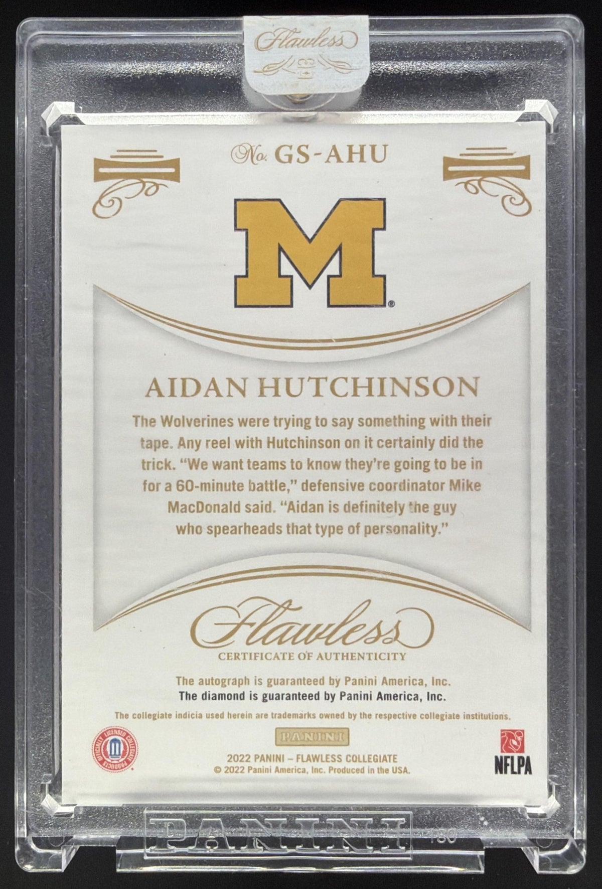 2022 Panini Flawless Collegiate Aidan Hutchinson Rookie Gems Signatures /25 #GS-AHU RC Auto Wolverines SC2