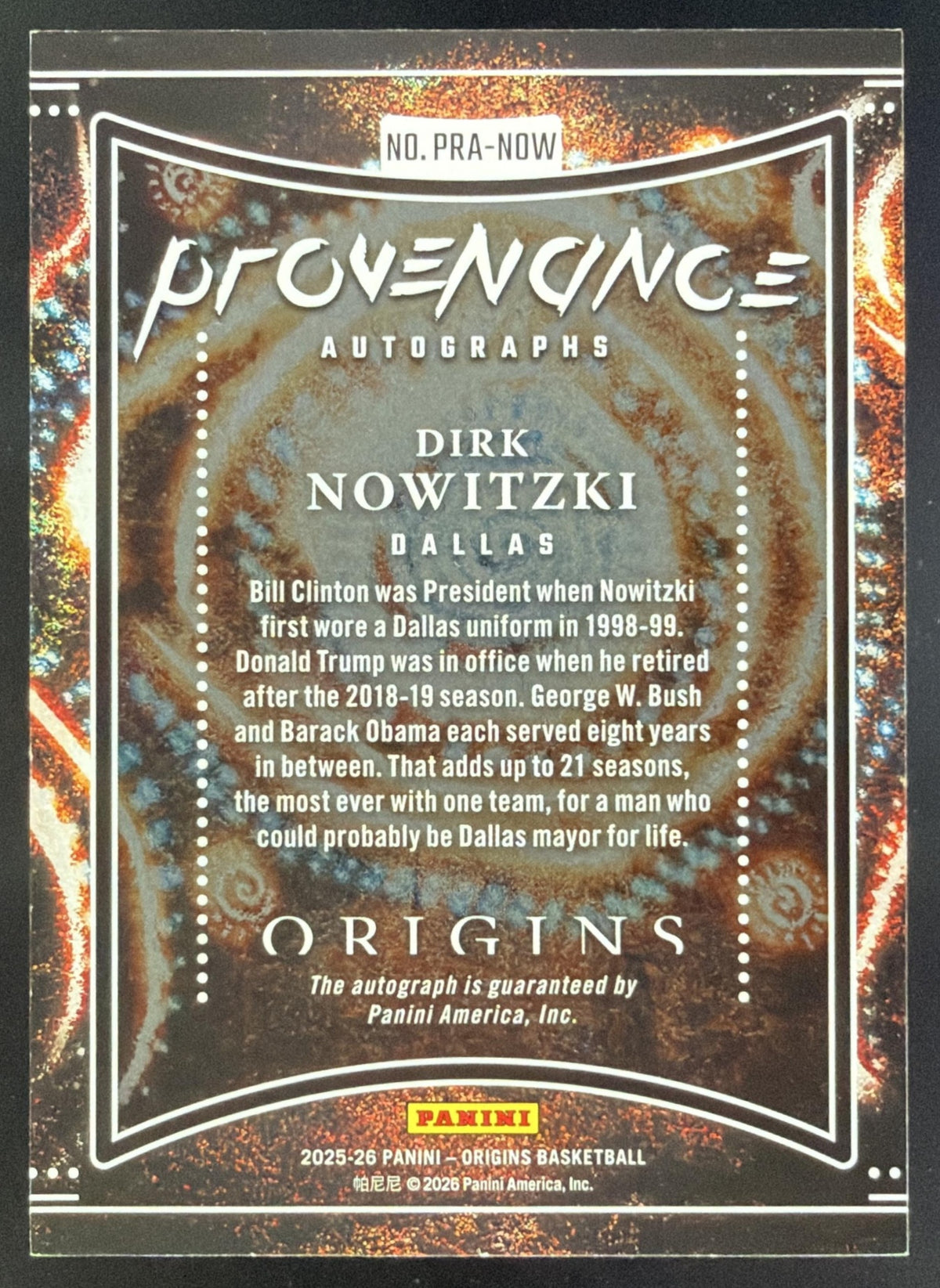 2025-26 Panini Origins Dirk Nowitzki #87 Dallas Mavericks SC5
