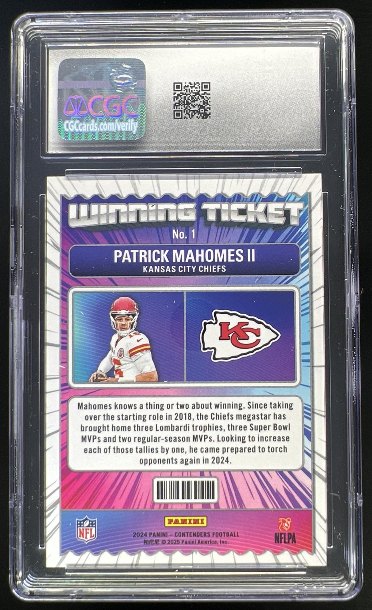 2024 Panini Contenders Patrick Mahomes II Winning Ticket Silver #1 CGC 10