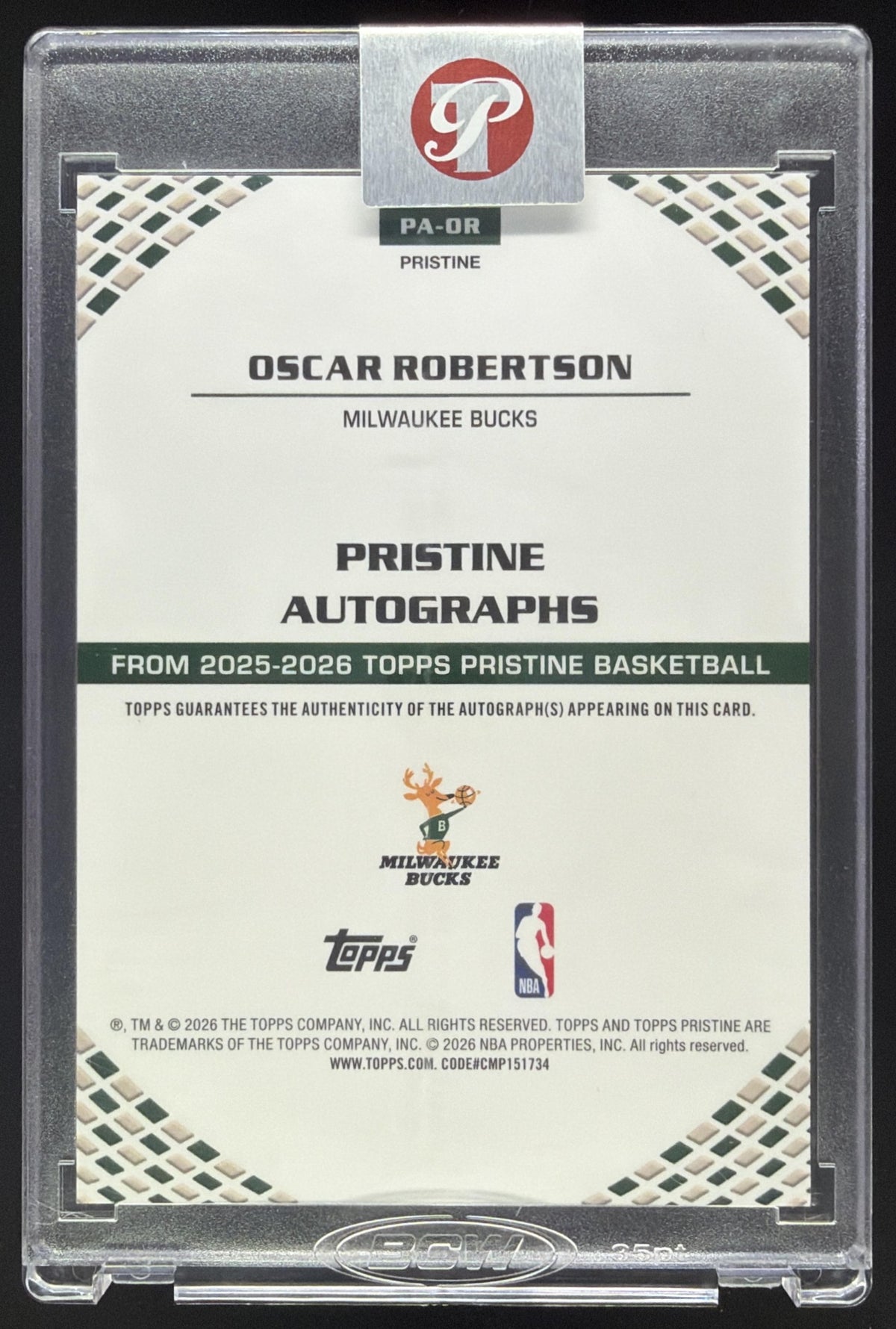 2025-26 Topps Pristine Oscar Robertson Auto #PA-OR Milwaukee Bucks SC4