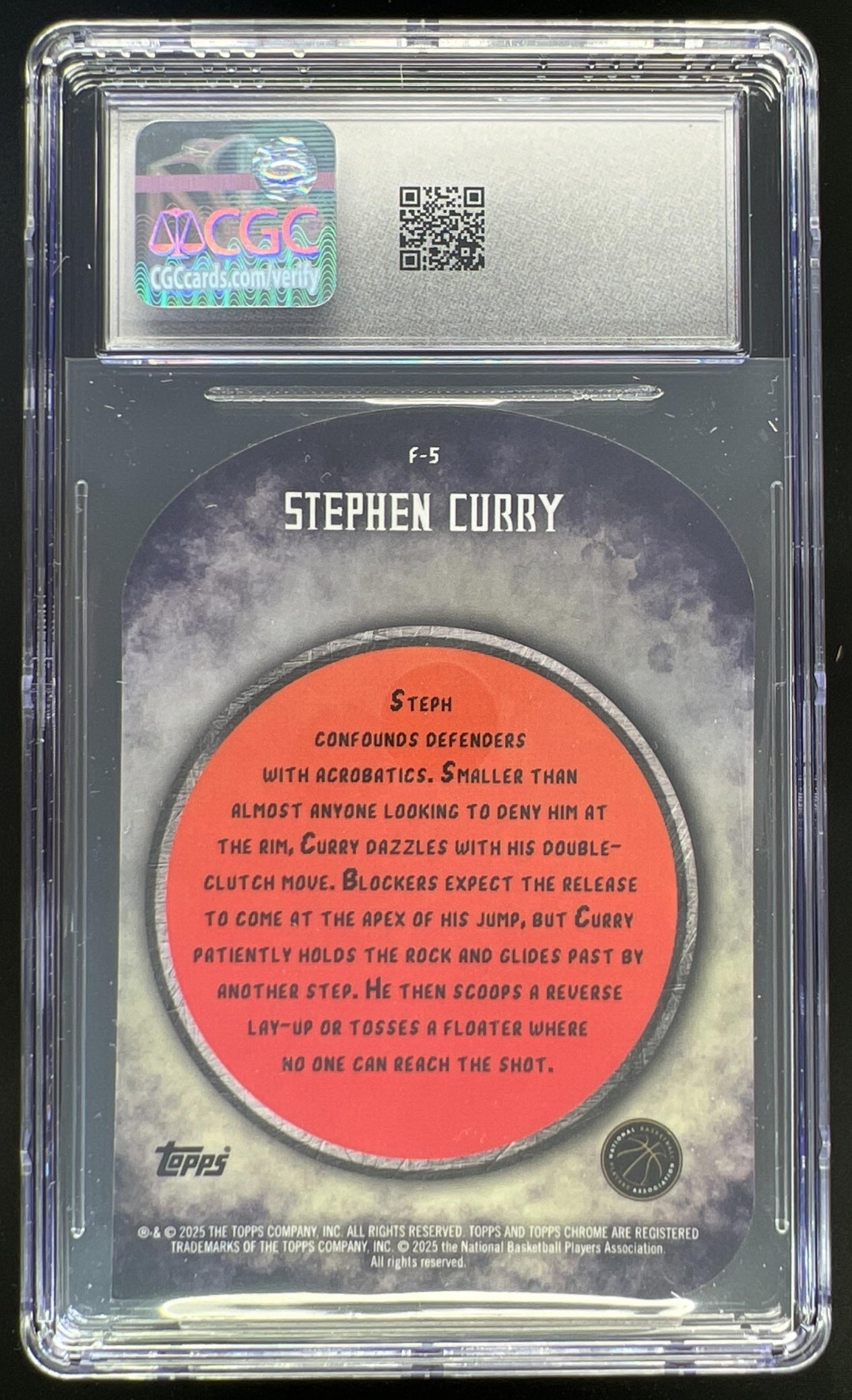 2024 Topps Finest Stephen Curry Finishers Red/Black Geometric Refractor /25 #F-5 Warriors CGC 9