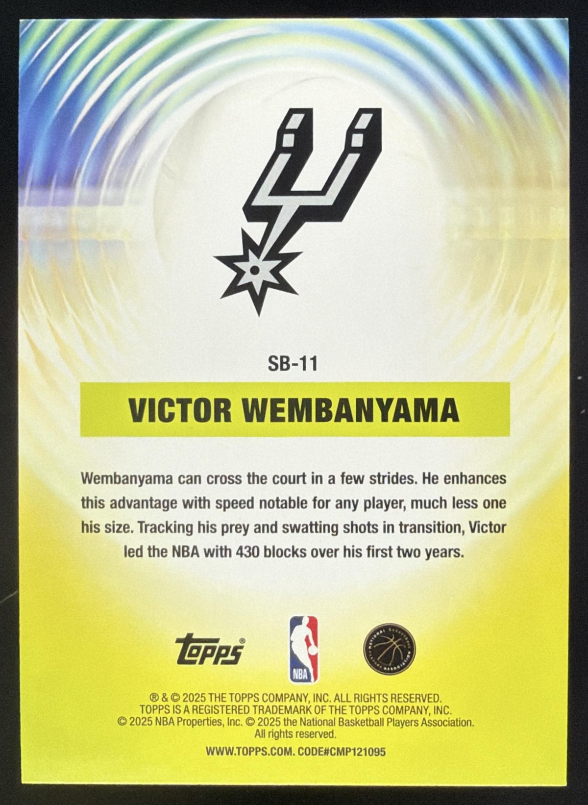 2025-26 Topps Victor Wembanyama Sonic Boom #SB-11 San Antonio Spurs SC5