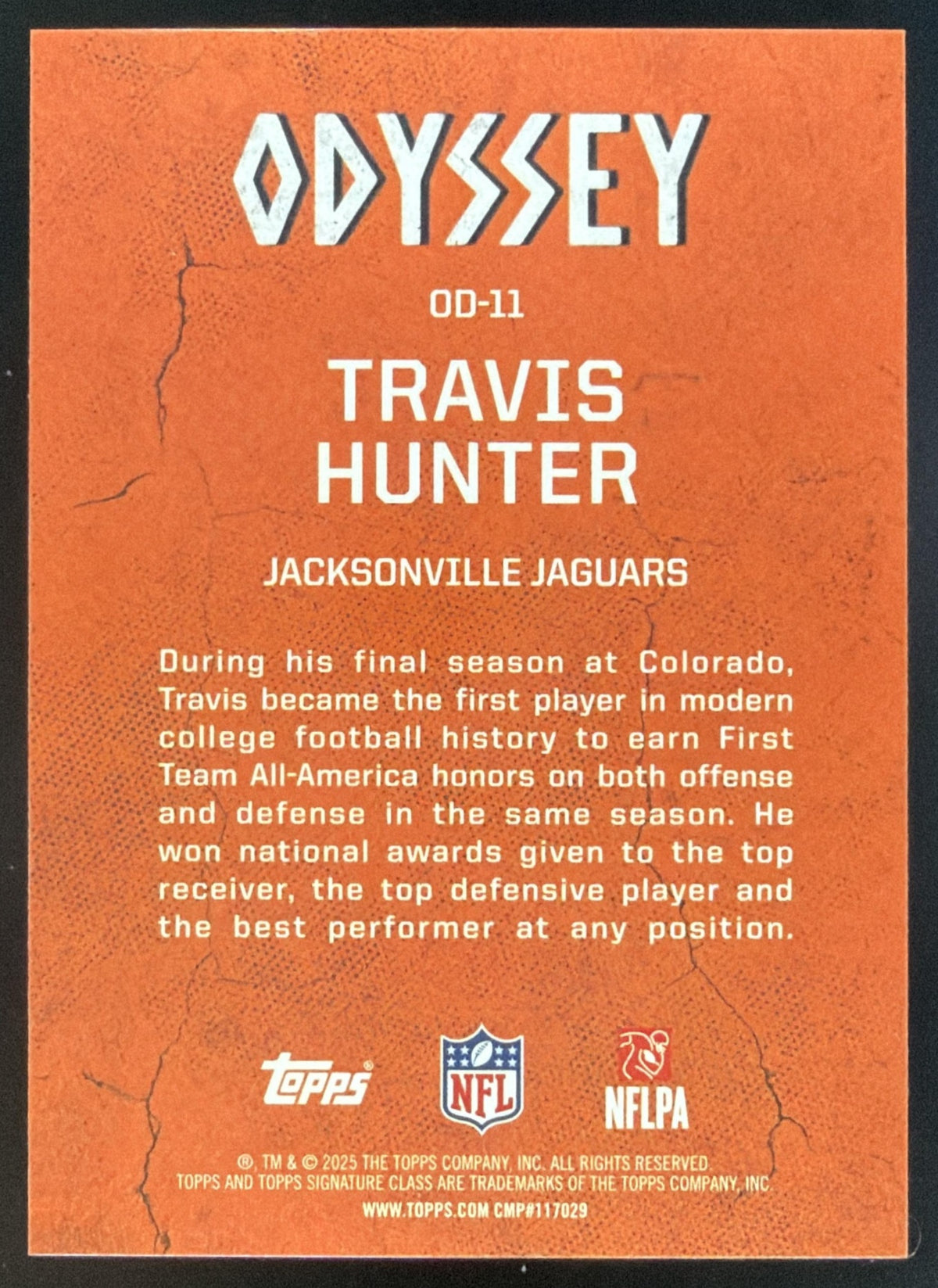 2025 Topps Signature Class Travis Hunter Odyssey #OD-11 RC SSP Jaguars SC2