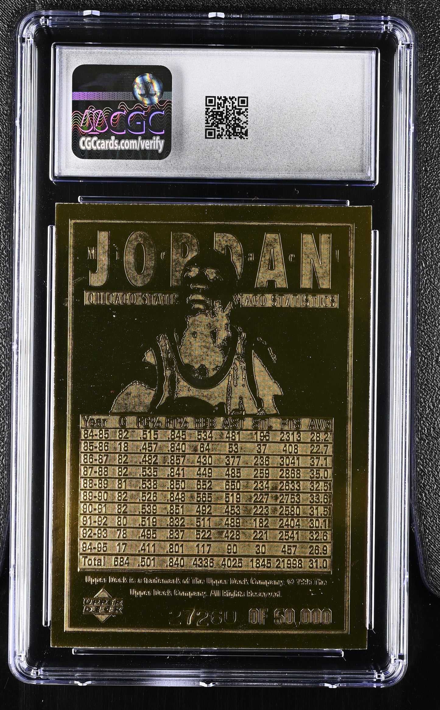 1995 Bleachers 23 Karat Gold Michael Jordan 50,000 Print Run - (27,260/50,000) CGC 7