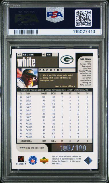 1998 Upper Deck Choice Reggie White Prime Choice Reserve 100/100 #67 PSA 10