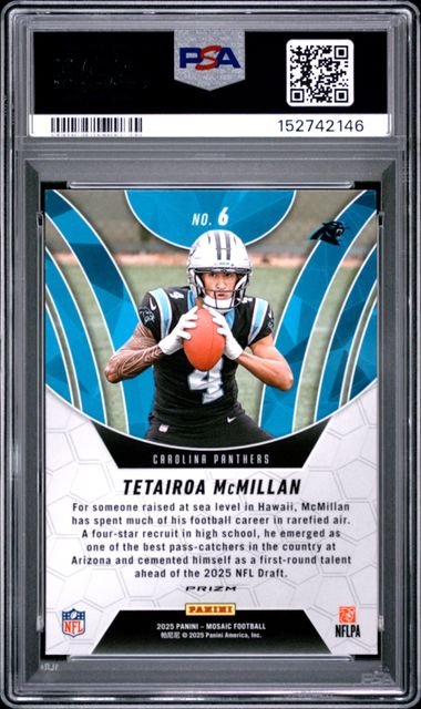 2025 PANINI MOSAIC ELEVATE #6 TETAIROA MCMILLAN ELEVATE-GREEN PSA 10 SC2