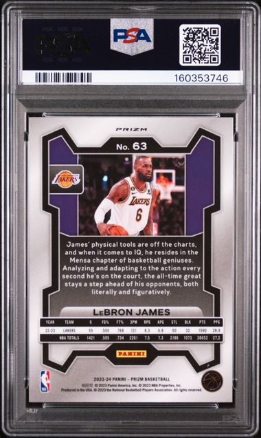 2023 PANINI PRIZM #63 LeBRON JAMES ICE PSA 8 SC5