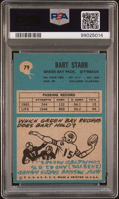 1964 Philadelphia Bart Starr PSA/DNA Authentic Auto PSA 3.5