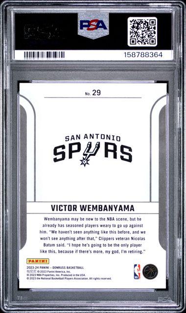 2023 PANINI DONRUSS FRANCHISE FEATURES #29 VICTOR WEMBANYAMA PSA 9 SC5