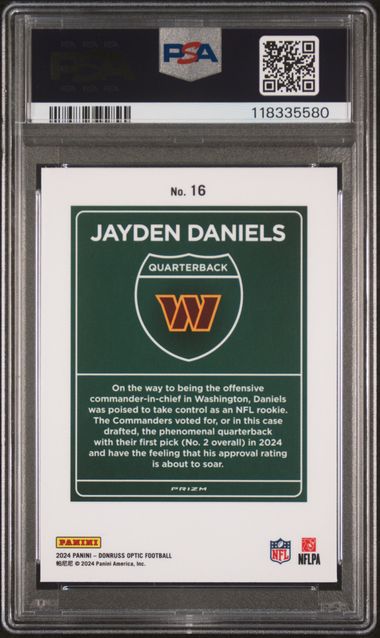 2024 PANINI DONRUSS OPTIC DOWNTOWN! #16 JAYDEN DANIELS PSA 10 JR9272-100