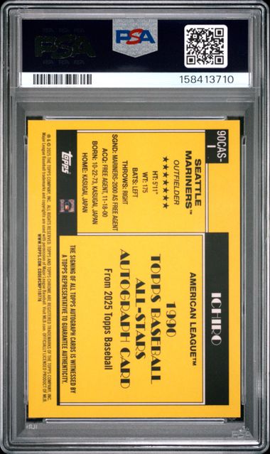 2025 TOPPS SILVER PACK 1990 CHROME ALL STARS AUTOGRAPHS #I ICHIRO ALL STARS AUTOGRAPH-ORANGE PSA 9 SC4