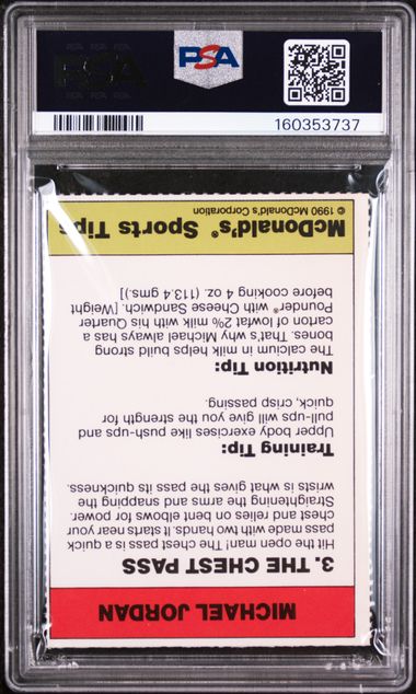 1990 McDONALD'S MICHAEL JORDAN #3 MICHAEL JORDAN THE CHEST PASS PSA 4 SC5