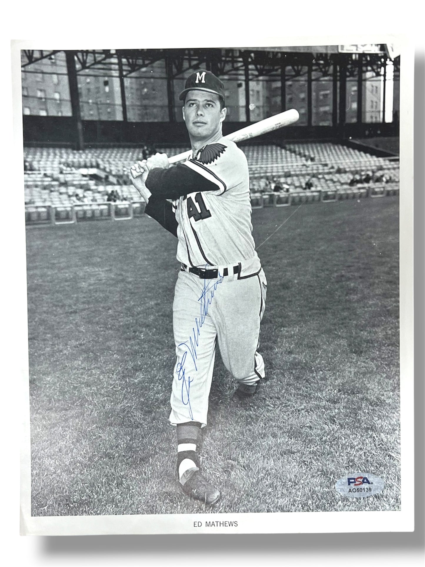 Eddie Mathews Milwaukee Braves Autographed 8x10 Photo PSA/DNA Authentic