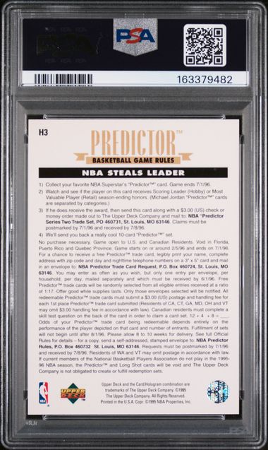 1995 UPPER DECK PREDICTOR SCORING #H3 MICHAEL JORDAN SCORING PSA 8