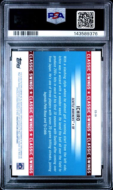 2025 TOPPS ALL-STAR GAME CLASSIC SWINGS #CS19 ICHIRO CLASSIC SWINGS-BLACK FOIL PSA 9 SC4