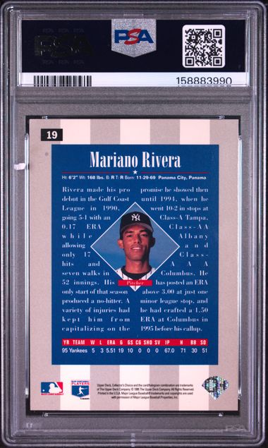1996 COLLECTOR'S CHOICE #19 MARIANO RIVERA GOLD SIGNATURE PSA 9 SC4