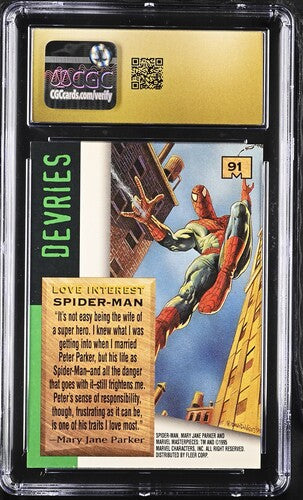 Spider-Man Marvel 1995 Marvel Masterpieces #91 CGC Pristine 10 SC7
