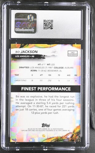 2024 Topps Finest #142 Bo Jackson Sky Blue Refractor CGC 10 SC2