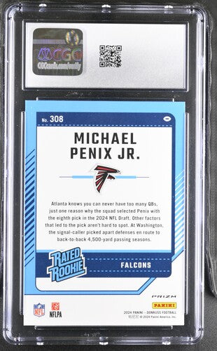 2024 Donruss Optic Preview #308 Michael Penix Jr. Red & Green CGC 10 Sc2