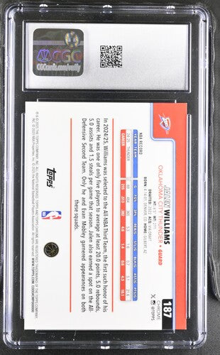 2025-26 Topps Chrome #187 Jalen Williams Orange Basketball Refractor CGC 10 SC5