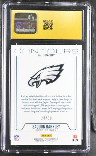 2024 Panini Phoenix Contours #CON-SBY Saquon Barkley Pink CGC Pristine 10 SC2