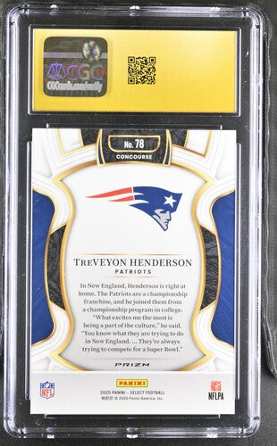2025 PANINI SELECT #278 TREVEYON HENDERSON BLACK & GREEN SHOCK CGC PRISTINE 10 SC2