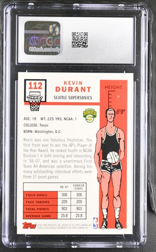 2007-08 TOPPS 57-58 VARIATIONS #112 KEVIN DURANT CGC 8.5 SC5