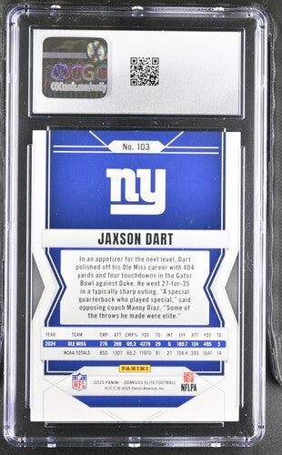 2025 Donruss Elite #103 Jaxson Dart Aspirations Lime Green CGC 10 SC2