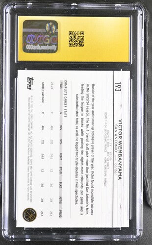 2024-25 Topps Chrome #193 Victor Wembanyama Topps Green Refractor CGC Pristine 10 SC5