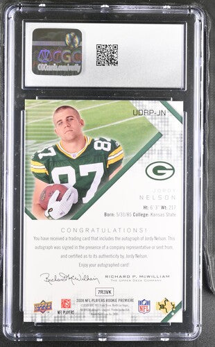 2008 Upper Deck Rookie Premiere Autographs #UDRP-JN Jordy Nelson CGC 8.5 AUTO 10 SC2