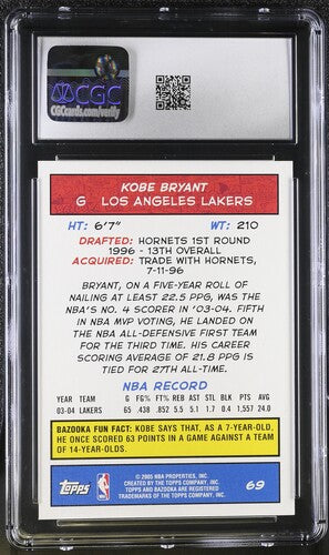2004-05 Topps Bazooka #69 Kobe Bryant CGC 10 SC5