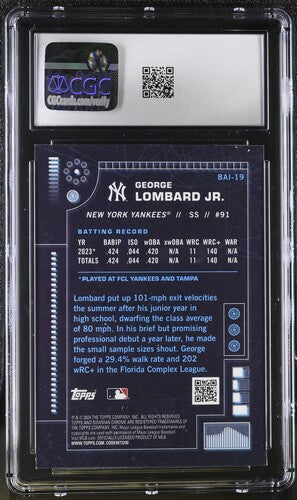 2024 Bowman A.I. George Lombard Jr. SGC 10 SC4