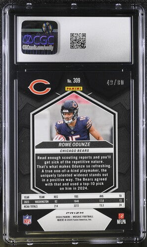 2024 Panini Mosaic #309 Rome Odunze Choice Fusion Red & Yellow CGC 8 SC2