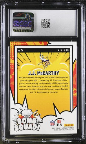 2024 Donruss Bomb Squad! #5 JJ McCarthy Holo CGC 10 SC2