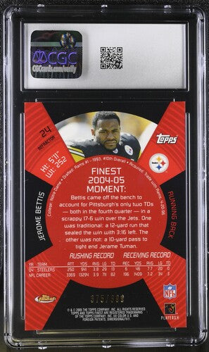 2005 Topps Finest #24 Jerome Bettis Refractor CGC 10 SC2