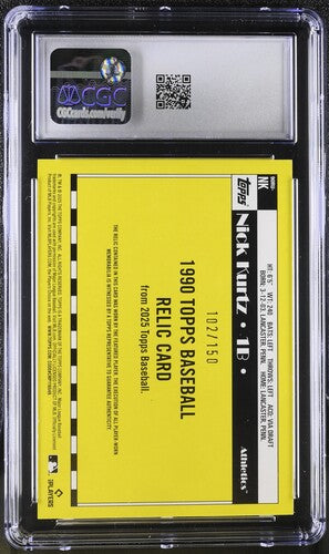 2025 Topps Update '90 Topps Relics #90RU-NK Nick Kurtz Blue CGC 10 SC4