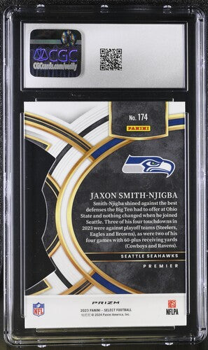 2023 Panini Select #174 Jaxon Smith-Njigba Red & Blue Diec-Cut CGC 10 SC2