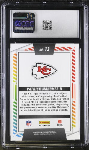 2025 Panini Mosaic Men of Mastery #13 Patrick Mahomes Silver CGC 10 SC2