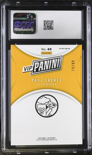 2025 PANINI THE NATIONAL VIP #42 PAUL SKENES RED CRACKED ICE CGC 9 SC4