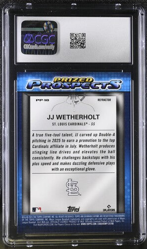 2025 Bowman Draft Prized Prospects #PP-18 JJ Wetherholt Refractor CGC 10 SC4