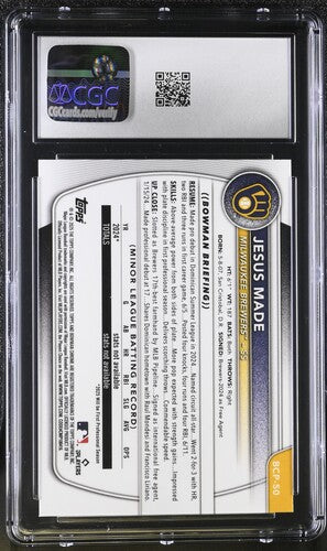 2025 Bowman Chrome Prospect Jesus Made CGC 9 SC3