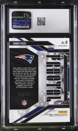 2025 Panini Prizm Black Fractal #9 Randy Moss Blue CGC 10 SC2